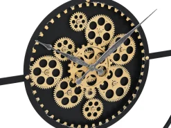 Relógio de parede industrial D. 80 cm metal preto e dourado - KARIAL