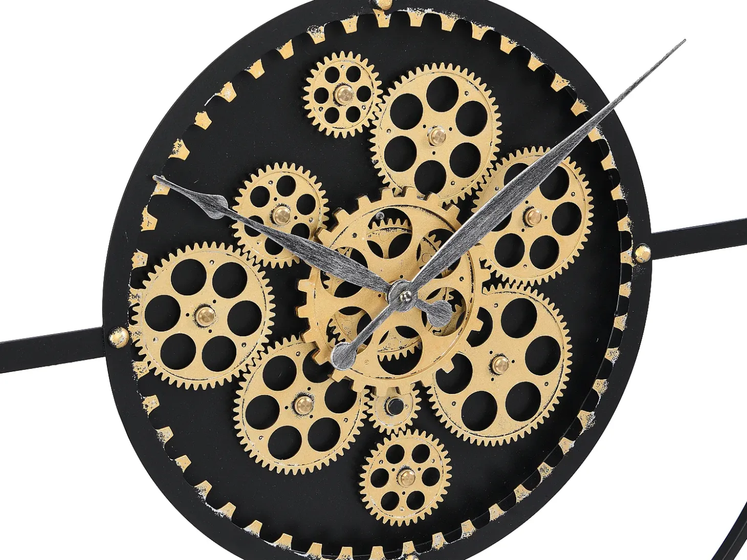 Relógio de parede industrial D. 80 cm metal preto e dourado - KARIAL