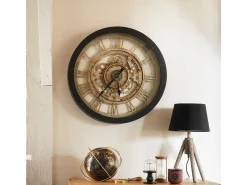 Relógio de parede Ivy, design preto contemporâneo, 61 cm, estilo moderno