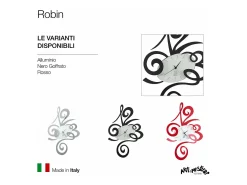 Relógio de parede Robin preto Ø45 em aço, estilo minimalista e silencioso, ideal para casa e escritório, feito na Itália
