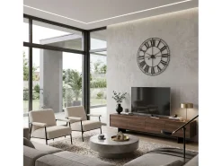 Relógio de Parede Tibor, Preto, 88 cm, para Sala de Estar e Sala de Jantar, Design Moderno