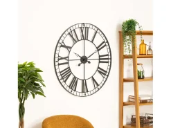 Relógio de Parede Tibor, Preto, 88 cm, para Sala de Estar e Sala de Jantar, Design Moderno