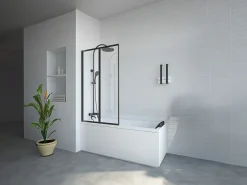 Resguardo de banheira dobrável metal preto fosco estilo atelier 80 x 140 cm DISTRICT