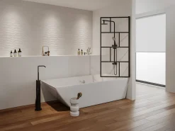 Resguardo de banheira giratório vidro e metal estilo industrial L70 x A140 cm RIVANON