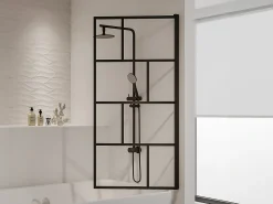 Resguardo de banheira giratório vidro e metal estilo industrial L70 x A140 cm RIVANON