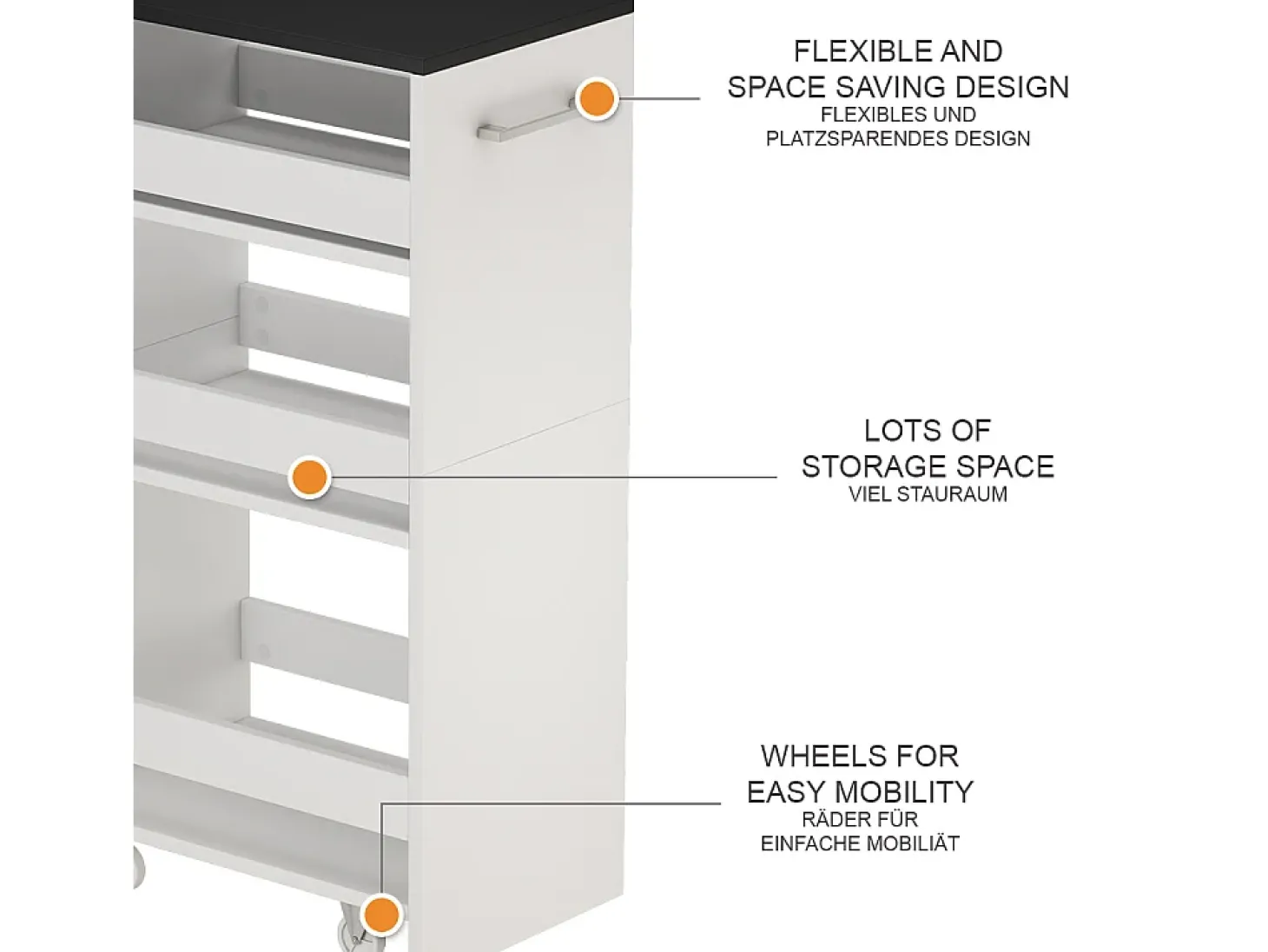 Roll container branco/antracite 30x46x84.8 rivo