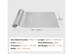 Rolo de Isolamento Refletivo Duplo SucceBuy de Tecido Tecido Barreira Radiante 102 CM x 7620 CM