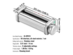 Rolo de Massa SucceBuy Acessório para Massa para Misturador KitchenAid, Rolo em Folha de Aço Inoxidável