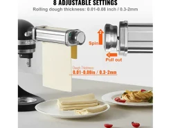 Rolo de Massa SucceBuy Acessório para Massa para Misturador KitchenAid, Rolo em Folha de Aço Inoxidável