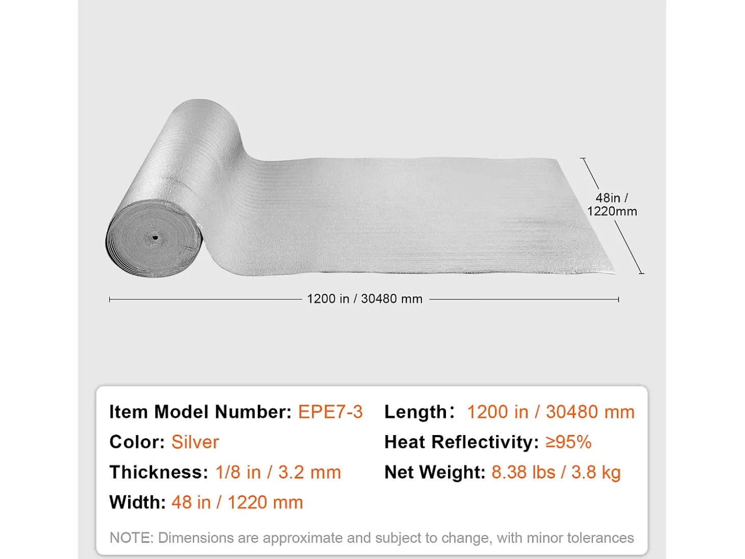 Rolo Isolante Refletivo Duplo SucceBuy com Núcleo de Espuma e Barreira Radiante 122 CM x 3048 CM