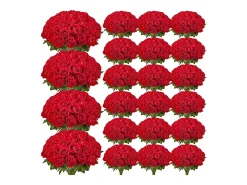 Rosa Artificial SucceBuy Flores Artificiais 508 mm Buquês de Flores Artificiais, Aparência Realista com Cabeça de Rosa 70 mm Vermelho, Lote de 500