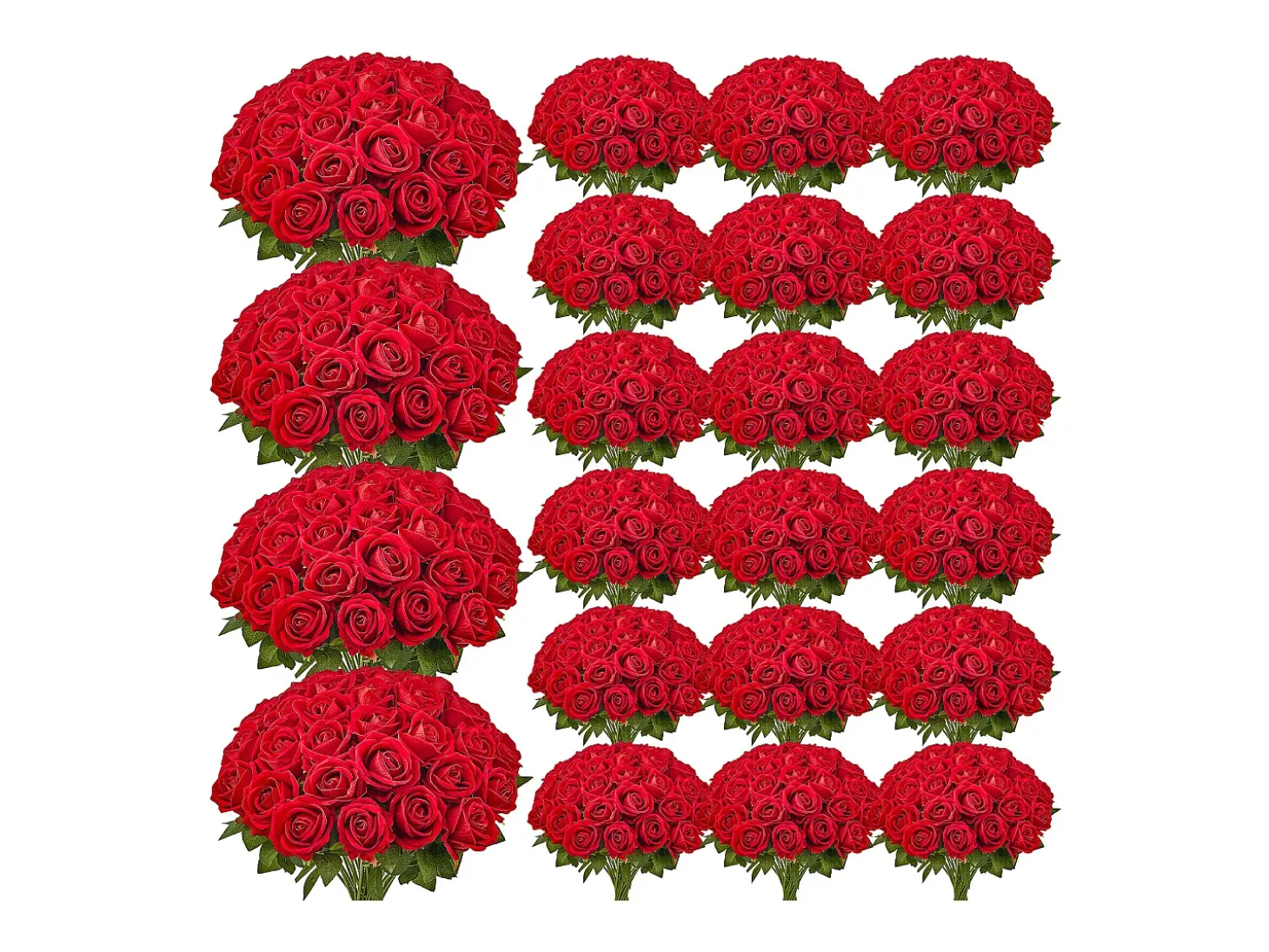Rosa Artificial SucceBuy Flores Artificiais 508 mm Buquês de Flores Artificiais, Aparência Realista com Cabeça de Rosa 70 mm Vermelho, Lote de 500