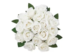 Rosa Artificial SucceBuy Flores Artificiais 508 mm, Buquês de Flores Falsas Aspecto Realista com Cabeça de Rosa 70 mm, Lote de 120, Branco