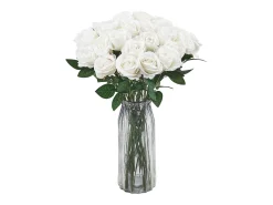 Rosa Artificial SucceBuy Flores Artificiais 508 mm, Buquês de Flores Falsas Aspecto Realista com Cabeça de Rosa 70 mm, Lote de 60, Branco