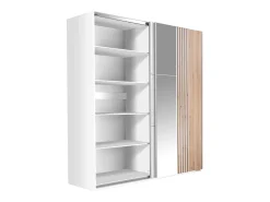 roupeiro 2 portas com espelho L203 cm em branco e natural claro - ADOSILA