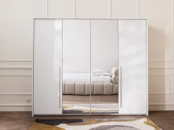 Roupeiro 2 portas com espelho e LEDs C255 cm cor branca INGINA