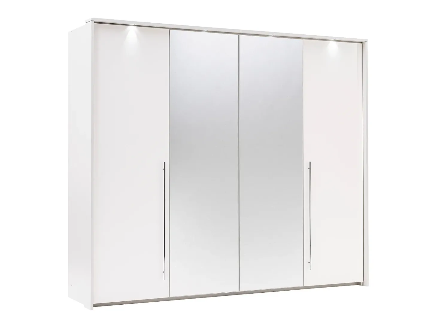 Roupeiro 2 portas com espelho e LEDs C255 cm cor branca INGINA