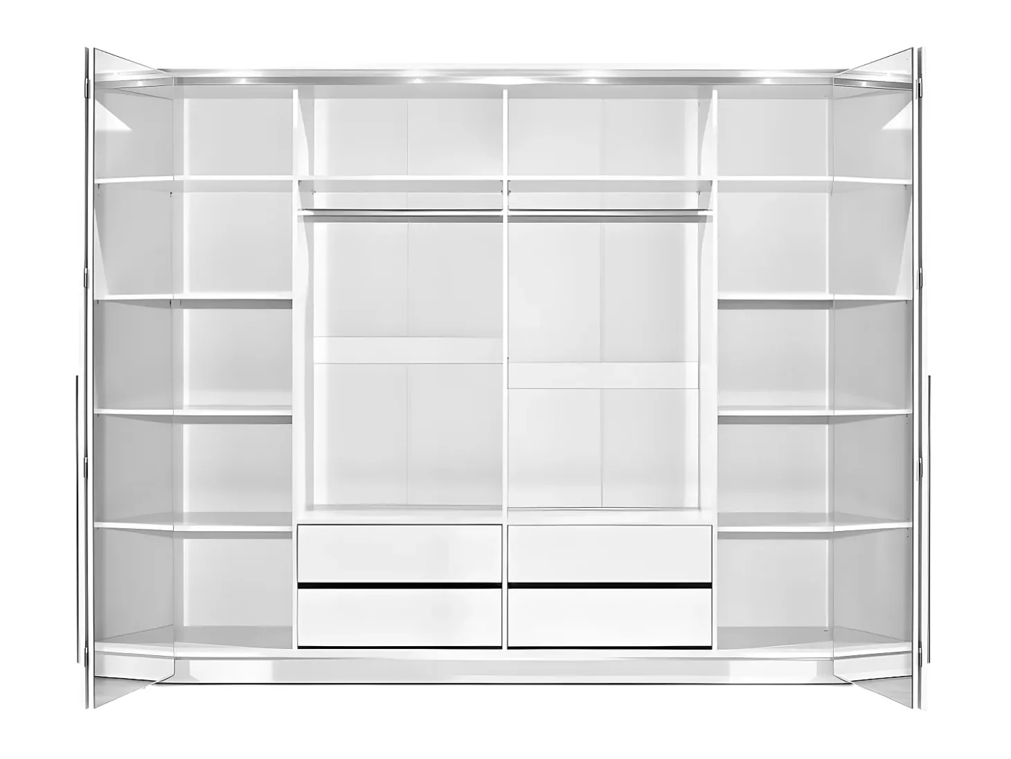 Roupeiro 2 portas com espelho e LEDs C255 cm cor branca INGINA