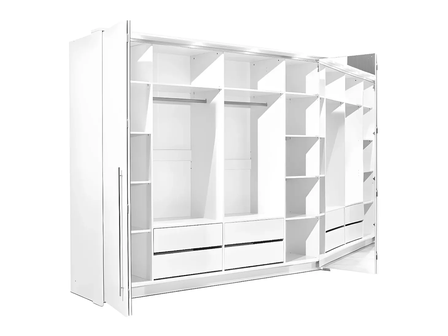 Roupeiro 2 portas com espelho e LEDs C255 cm cor branca INGINA