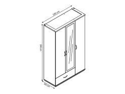 Roupeiro 3 Portas DN, com Espelho Branco 195x120x50cm