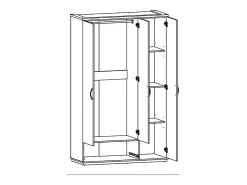 Roupeiro 3 Portas DN, com Espelho Branco 195x120x50cm