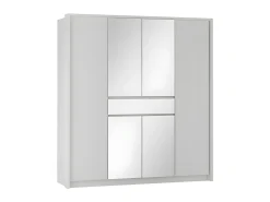 Roupeiro 6 portas e 1 gaveta com espelho C200 cm cor branco ZADIA