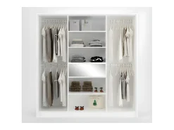 Roupeiro 6 portas e 1 gaveta com espelho C200 cm cor branco ZADIA