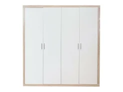 Roupeiro 4 Portas Kiara, Carvalho e Branco 210x196x48cm