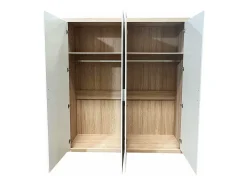 Roupeiro 4 Portas Kiara, Carvalho e Branco 210x196x48cm