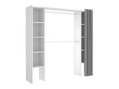 Roupeiro aberto extensível de 2 colunas DORIAN, Cor Branco e cinza