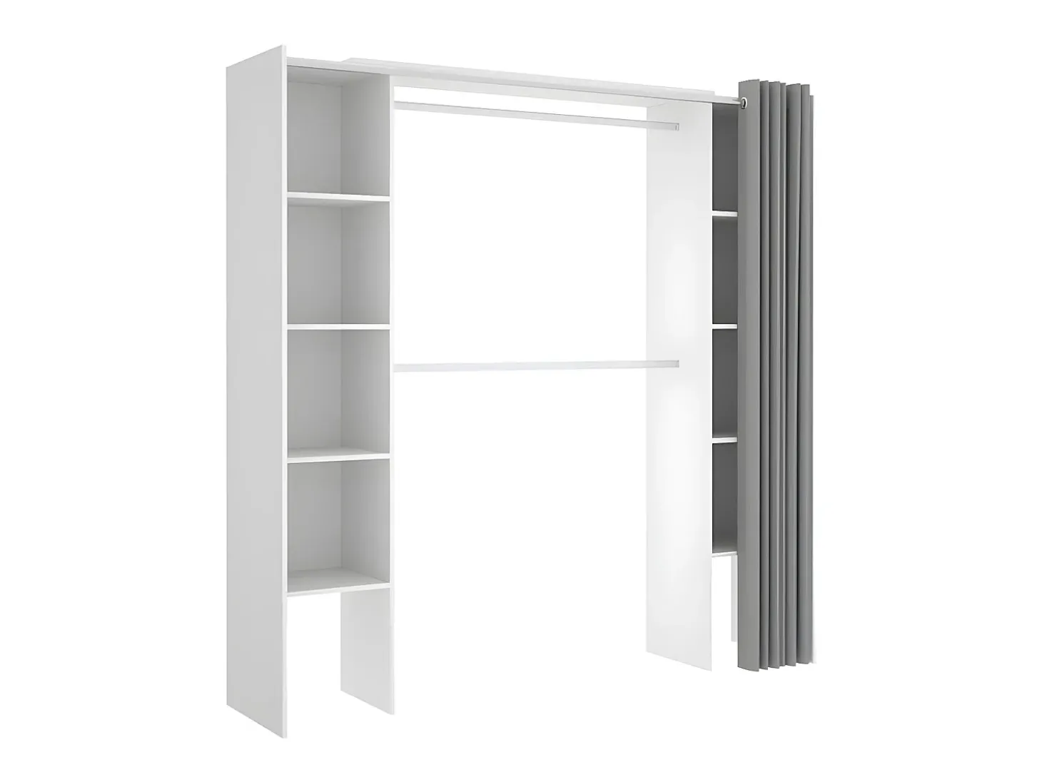 Roupeiro aberto extensível de 2 colunas DORIAN, Cor Branco e cinza