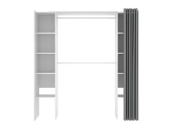 Roupeiro aberto extensível de 2 colunas DORIAN, Cor Branco e cinza