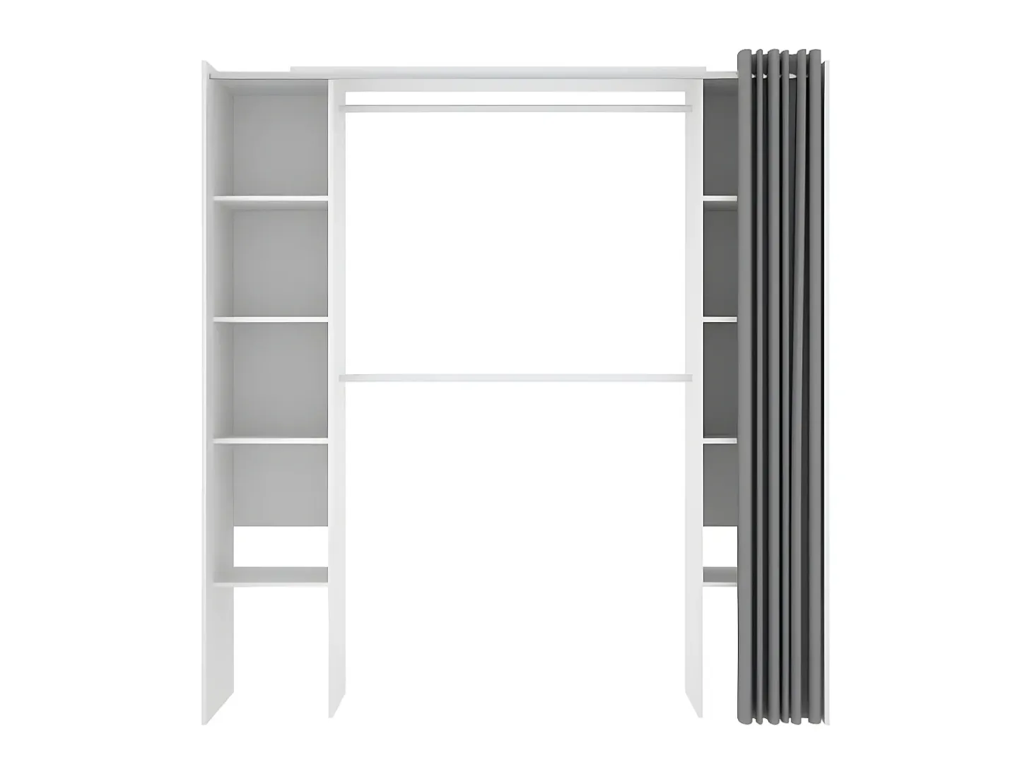 Roupeiro aberto extensível de 2 colunas DORIAN, Cor Branco e cinza