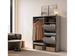 Roupeiro aberto, 120x35x145cm, Para quarto, dormitório, Sapateira, Cimento
