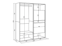 Roupeiro aberto, 120x35x145cm, Para quarto, dormitório, Sapateira, Cimento