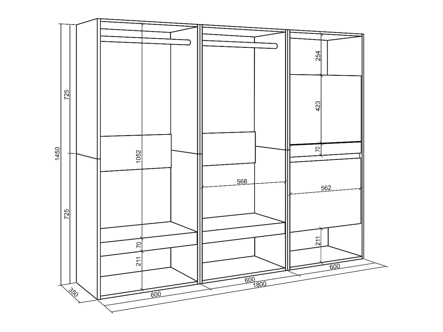 Roupeiro aberto, 180x35x145cm, Para quarto, dormitório, Sapateira, Cimento