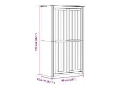 Roupeiro BODO 99x53,5x173 cm madeira de pinho maciça cinzento