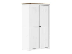 Roupeiro BODO 99x53,5x173 cm pinho maciço branco e castanho