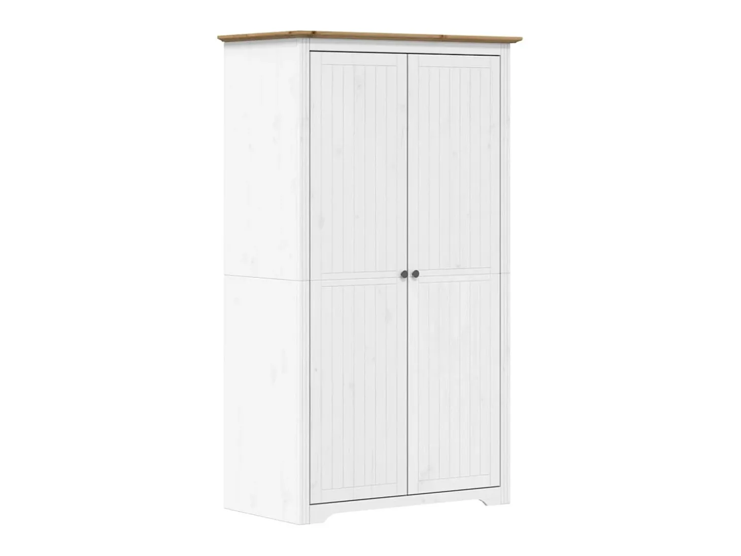 Roupeiro BODO 99x53,5x173 cm pinho maciço branco e castanho