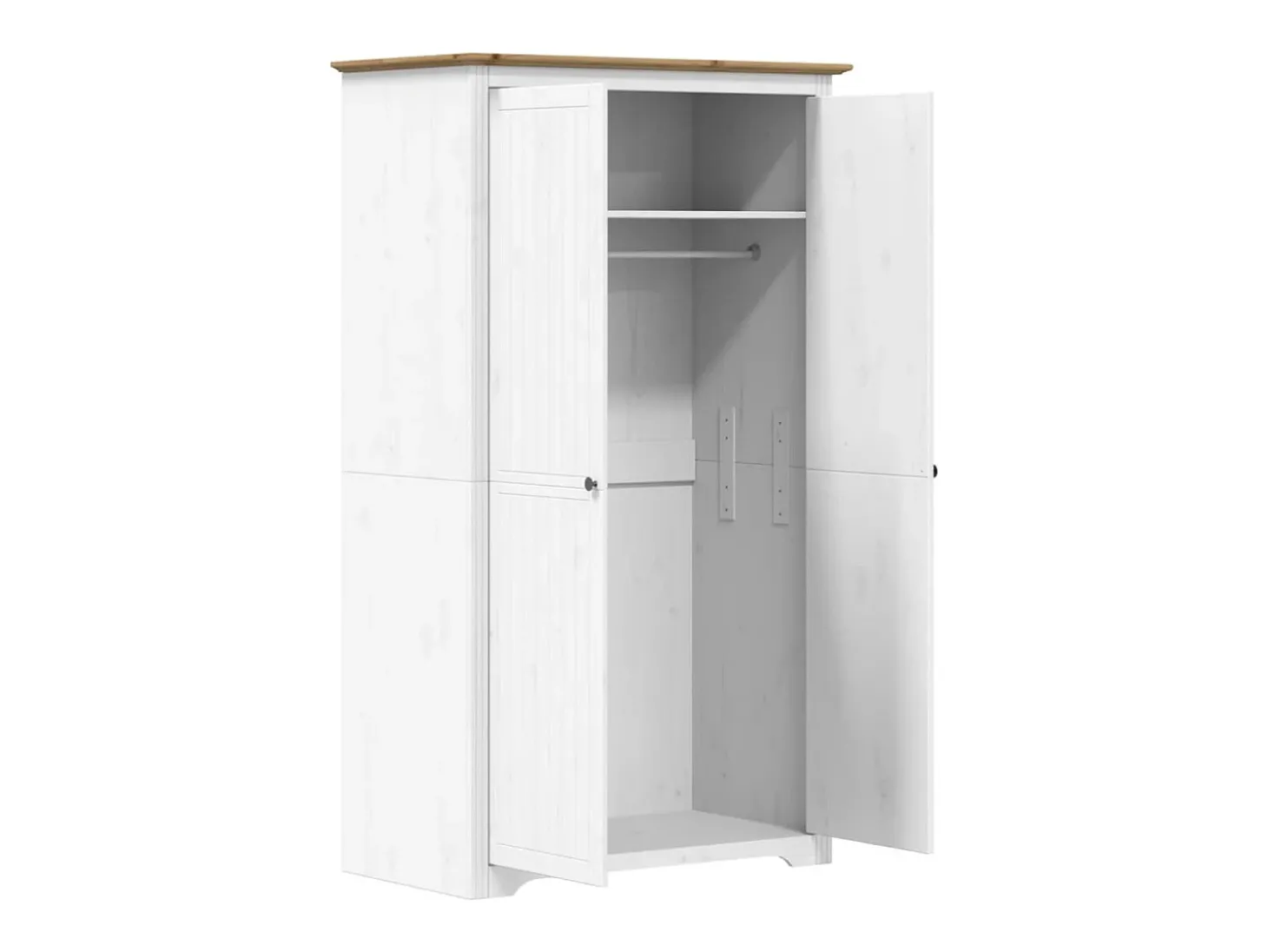 Roupeiro BODO 99x53,5x173 cm pinho maciço branco e castanho