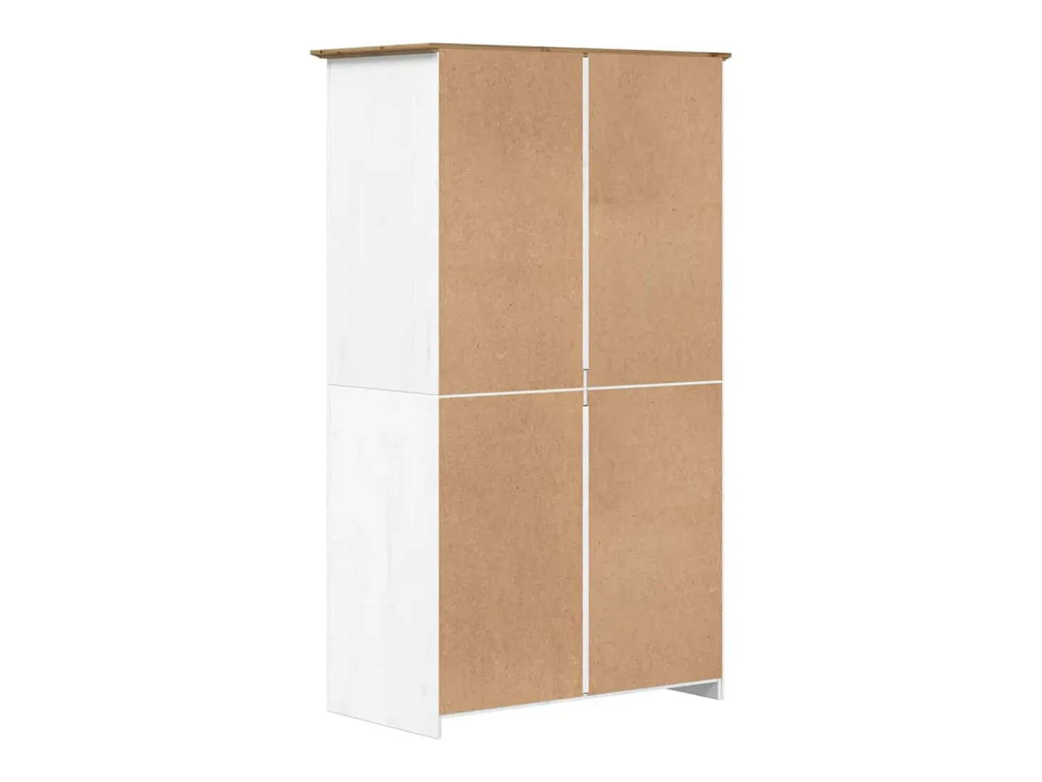 Roupeiro BODO 99x53,5x173 cm pinho maciço branco e castanho