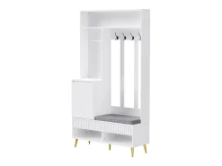 Roupeiro branco com 1 porta, 2 gavetas, 4 ganchos e 1 banco 100 x 35 x 180 cm