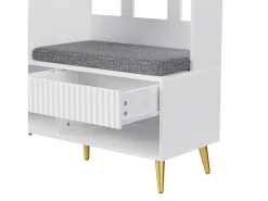 Roupeiro branco com 1 porta, 2 gavetas, 4 ganchos e 1 banco 100 x 35 x 180 cm