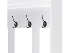 Roupeiro branco com 1 porta, 2 gavetas, 4 ganchos e 1 banco 100 x 35 x 180 cm