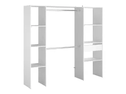 Roupeiro Branco 198x40x180 com Prateleiras, Cabideiros, Gaveta - ELYSEE