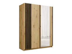 roupeiro com 2 portas de correr com espelho L150 cm cores natural e preto - CALELA
