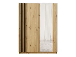 roupeiro com 2 portas de correr com espelho L150 cm cores natural e preto - CALELA