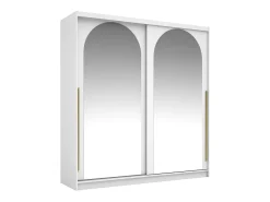 Roupeiro com 2 portas de correr – Com espelhos – L200 cm – Cor: Branco - ALVARENO