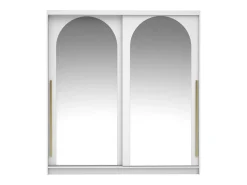 Roupeiro com 2 portas de correr – Com espelhos – L200 cm – Cor: Branco - ALVARENO