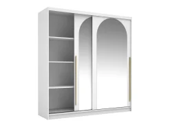 Roupeiro com 2 portas de correr – Com espelhos – L200 cm – Cor: Branco - ALVARENO